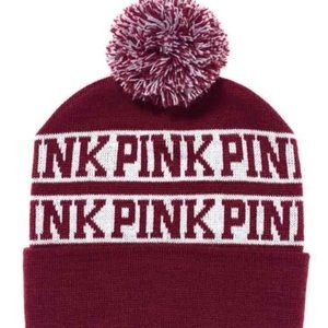 PINK Logo Victoria’s Secret Beanie in Burgundy